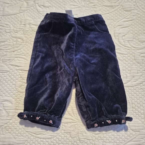 Janie and Jack Other - Janie and Jack girls size 0-3 months navy velvet pants, embroidered flowers VGUC